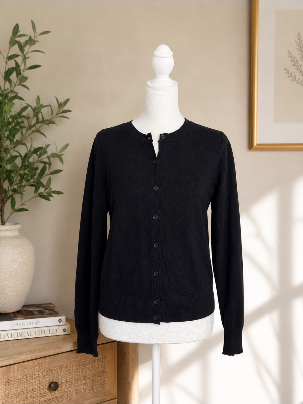Gap Black Lightweight Cardigan Sweater NWT Small Classic Button Front